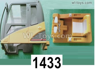 Wltoys 16800 Cab Assembly. It Include the Cab shell, Cab guardrail, Cab window, joystick, cab seat and Snap ring. 1433 1/16 8ch Wl-Model Wltoys 16800 RC Excavator Parts Accessories