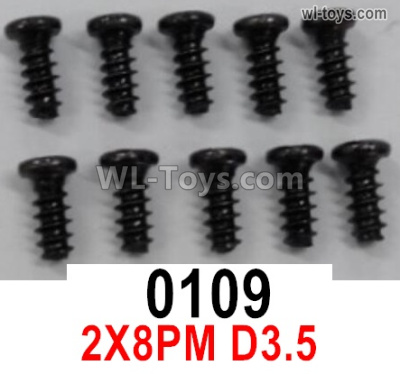 Wltoys 16800 0109 Screws. 2x8PM D3.5. Total 10pcs. Cross Round head machine screws. 1/16 8ch Wl-Model Wltoys 16800 RC Excavator Parts Accessories