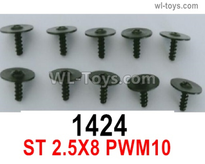 Wltoys 16800 1424 Screws. ST 2.5x8PWM10. Total 10pcs. Round head Self-tapping screws with Media Cap. 1/16 8ch Wl-Model Wltoys 16800 RC Excavator Parts Accessories