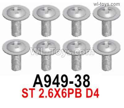 Wltoys 16800 A949-38 Screws. ST2.3x5PB. Total 8pcs. Cross Round head machine screws. 1/16 8ch Wl-Model Wltoys 16800 RC Excavator Parts Accessories