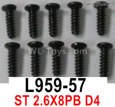 Wltoys 16800 L959-57 Screws. ST 2.6x8PB D4. Total 10pcs. Cross Round head Self-tapping screws. 1/16 8ch Wl-Model Wltoys 16800 RC Excavator Parts Accessories