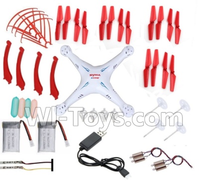 SYMA X5S X5SW X5SC Parts-67 Outer protect frame(4pcs) & Propellers(20pcs) & Landidng skid(4pcs) & Main gear & Battery(2pcs) & Main gear(4pcs) & Light cover(4pcs) & Light board(2pcs) For SYMA X5S X5SC X5SC Quadcopter UFO parts