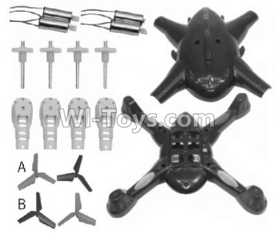 SongYang toys X13 Parts-02 Upper and bottom shell cover,Canopy & Main gear(4pcs) & Motor cover(4pcs) & Main blades(4pcs) & Main motor(4pcs) For the SY X13 UFO X-13 RC Quadcopter