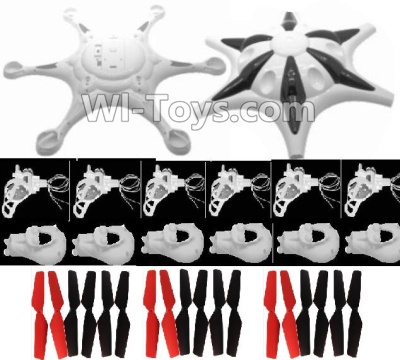 SongYang toy X17 Parts-02 Upper and Bottom canopy & Propellers(18pcs) & Upper motor cover(6pcs) & Rotating and Reversing-rotating Motor Assembly(6pcs) For the SY X17 UFO X-17 RC Quadcopter