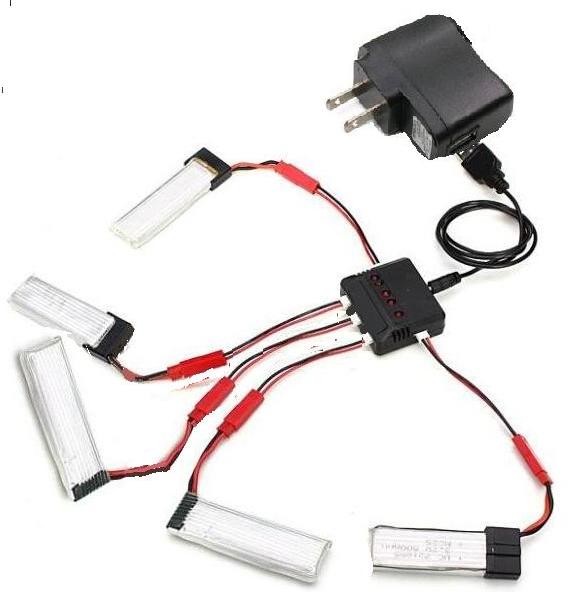 SongYang toys X25 Parts-37 Upgrade 1-to-5 Balance charger and USB charger & USB-TO-Socket conversion plug & White-to-JST coversion wire(5pcs)(Not include the 5x battery) For the SY X25 UFO X-25 RC Quadcopter
