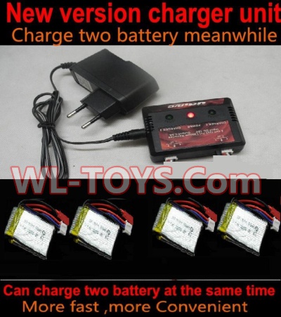 SongYang toys X6 Parts-22 Upgrade New version charger and balance charger-Can charge two battery at the same time & 4pcs Official 600mah Battery