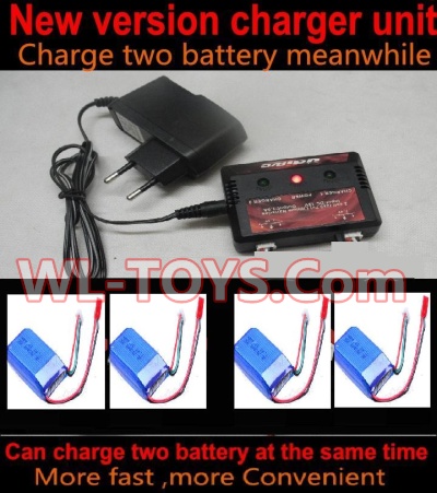 SongYang toys X6 Parts-24 Upgrade New version charger and balance charger-Can charge two battery at the same time & 4pcs Upgrade 1000mah Battery