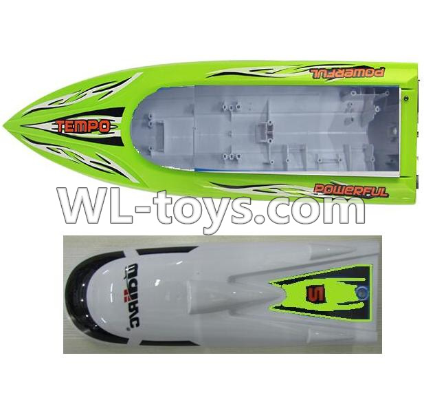UDI902 RC Boat parts-06 Upper canopy,Upper shell cover-Green & Bottom boat cover,Bottom shell cover-Green