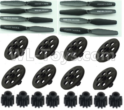 Visuo XS809HW XS809W Parts-Main gear Parts(8pcs)+ Motor Gear(8pcs)+Propellers(8pcs)