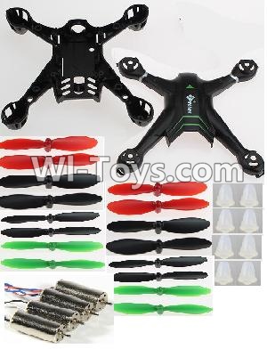 Wltoys Q242 Q242G DQ242 Q242K Parts-16 Upper and Bottom shell cover & Propellers(16pcs) & Motor(4pcs-2CW+2CCW) & Feet nails(8PCS) For WLTOYS DQ242 Q242 Q242G Q242K RC Quadcopter parts RC Drone parts
