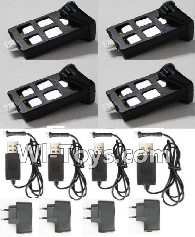 Wltoys Q242 Q242G DQ242 Q242K Parts-21 4pcs Battery & 4pcs USB Charge wire & 4pcs USB-TO-Socket conversion plug For WLTOYS DQ242 Q242 Q242G Q242K RC Quadcopter parts RC Drone parts
