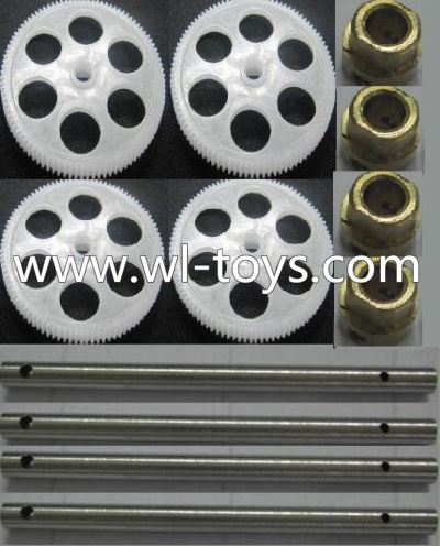 Wltoys Q202 Quadcopter parts-23 Main gear(4pcs) & Main hollow pipe(3mmX48mm)-4pcs & Main copper sleeve(4pcs)