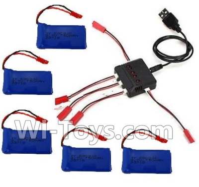 Wltoys Q222K Q222G Parts-35 5pcs 780mah Battery & Upgrade 1-to-5 charger with balance charger & Conversion wire(5pcs),Wltoys Q222K Q222G RC Drone Spare parts,Q222K RC Quadcopter Accessories,Q222G headless mode Replacement parts