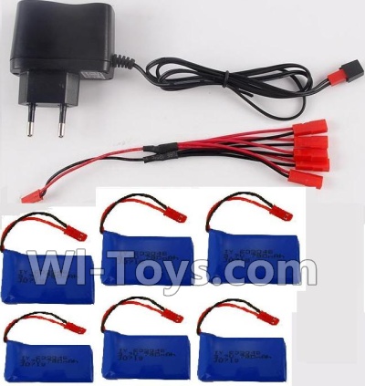 Wltoys Q222K Q222G Parts-38 USB Charger & 1-To-5 jst Conversion wire & 5pcs 780mah battery,Wltoys Q222K Q222G RC Drone Spare parts,Q222K RC Quadcopter Accessories,Q222G headless mode Replacement parts