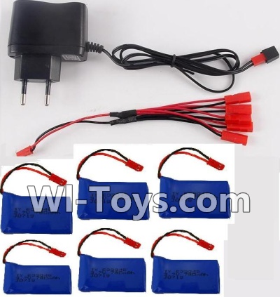 Wltoys V686 V686G V686K parts-18 USB Charger & 1-To-5 jst Conversion wire & 5pcs 780mah battery For Wltoys V686 V686G Quadcopter parts,V686 Drone Spare parts