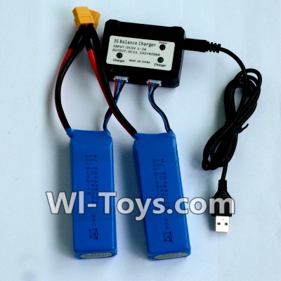 Wltoys V950 Spare-Parts-35-03 2pcs 1500mah battery & Upgrade USB And Balance charger-Can charger two battery at the same time,Wltoys V950 RC Helicopter Spare Parts Brushless Wltoys V950 Parts Replacement Accessories