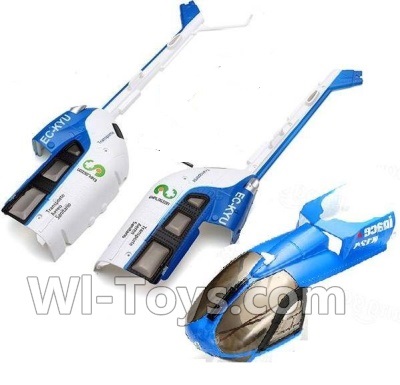 XK K124 Parts-01 Front fuselage,Front Canopy & Rear fuselage-Blue For XK K124 helicopter Spare parts,EC145 6CH Flybarless RC Helicopter parts