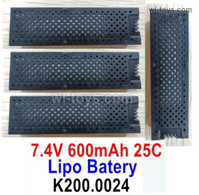 Wltoys XK K200 Parts 4pcs Helicopter Battery Packs.K200.0024.7.4V 600mah Helicopter Lipo Battery Packs.XK Force K200 RC Helicopter Replacement Accessories.