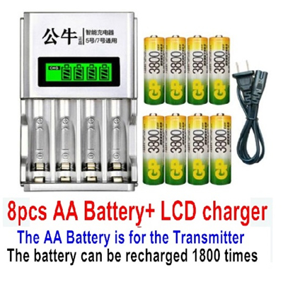 Wltoys XK K200 Parts 8pcs Rechargeable AA battery and LCD Charger for the Transmitter.XK Force K200 RC Helicopter Replacement Accessories.