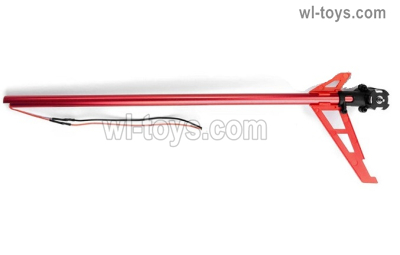 Wltoys XK K200 Parts Red Tail assembly with Long Tail tube,Tail motor,Tail Cover and Vetical Wing.Red Color.XK Force K200 RC Helicopter Replacement Accessories.