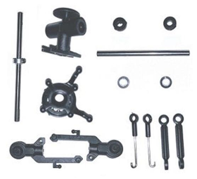 Wltoys XK K200 Parts Crash set.It includes the Rotor blade head,Main shaft,Fixed ring with Screws for the main shaft,Propellers clips,swash plate,Horizontal Axis group,Horizontal axis rubber ring group,Upper Link Rod and Lower Link Rod.