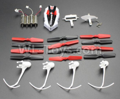 Wltoys XK X100 Parts-Motor(4pcs-CW+CCW)+Shell cover+Outer protect frame(4pcs)+Blades(12pcs)+Fuselage parts ,Jaguar XK X100 Drone Parts,XK X100 Quadcopter Parts