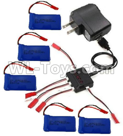 XK X260 Spare parts-22-02 5pcs 780mah Battery & Upgrade 1-to-5 charger with balance charger & USB-to-Socket Conversion plug & Conversion wire(5pcs),XK X260 RC Quadcopter Drone Spare Parts Replacement Accessories