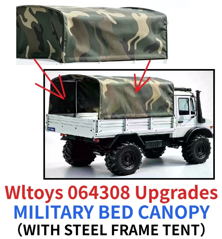 WLtoys 064308 Upgrades Parts,1/6 RC Car Modification Upgrade Parts-Rear Bed Military Canopy with Steel Frame Tent