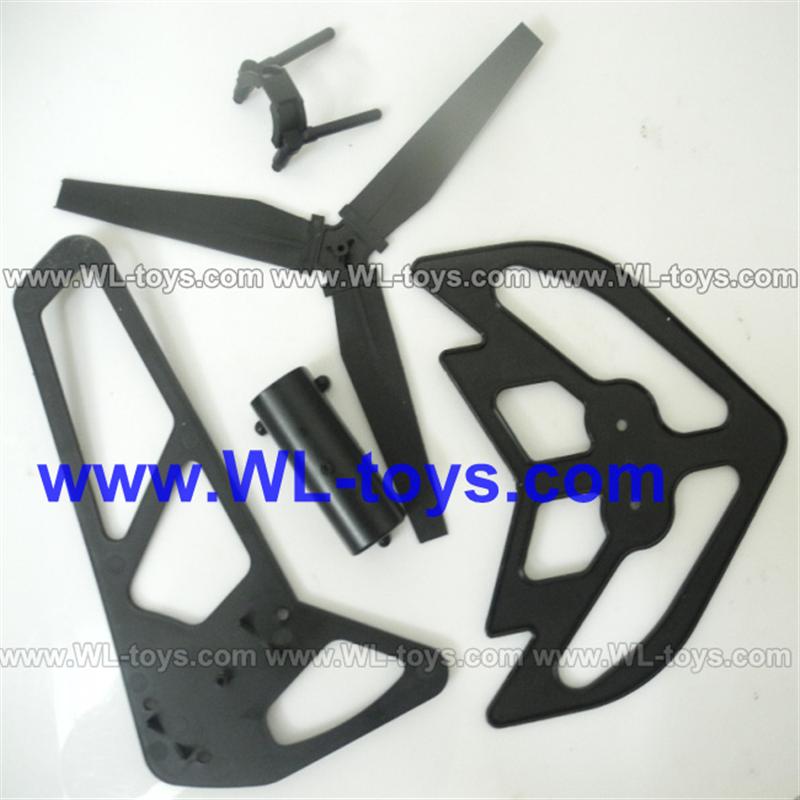 BR6508 Helicotper Parts-16 Horizontal and verticall wing with fixtures & Tail cover,tail blade and Pin for the tail blade