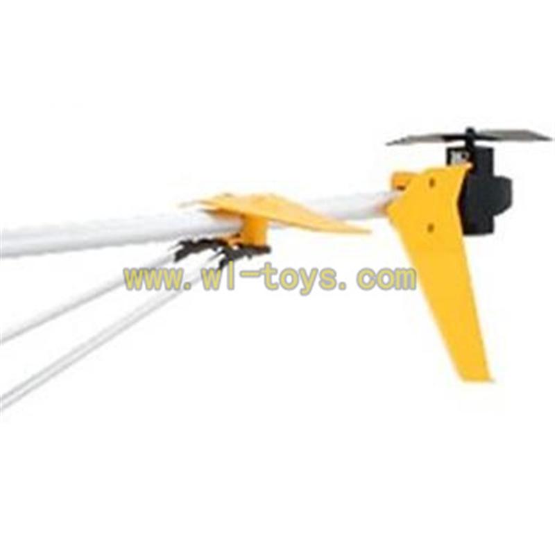 S37-parts-33 Whole tail unit-Yellow(Long tail pipe with Tail Decoration & Tail cover with tail motor and tail blade & Support pipe with fixtures) SYMA X37 helicopter Syma X37 rc helicopter parts SYMARC X37 TOYS model