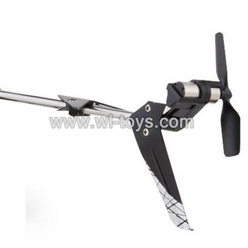 SYMA-F4-parts-26 Whole tail unit-Black(Long tail pipe & Horizontal and verticall wing with fixtures & Tail cover with tail motor and tail blade)
