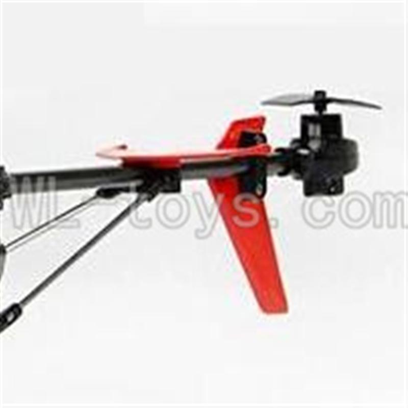 UDI U822 rc helicopter parts-29 Whole tail unit-(Long tail pipe & Horizontal and verticall wing with fixtures & Tail cover with tail motor and tail gear & Support pipe)-Red