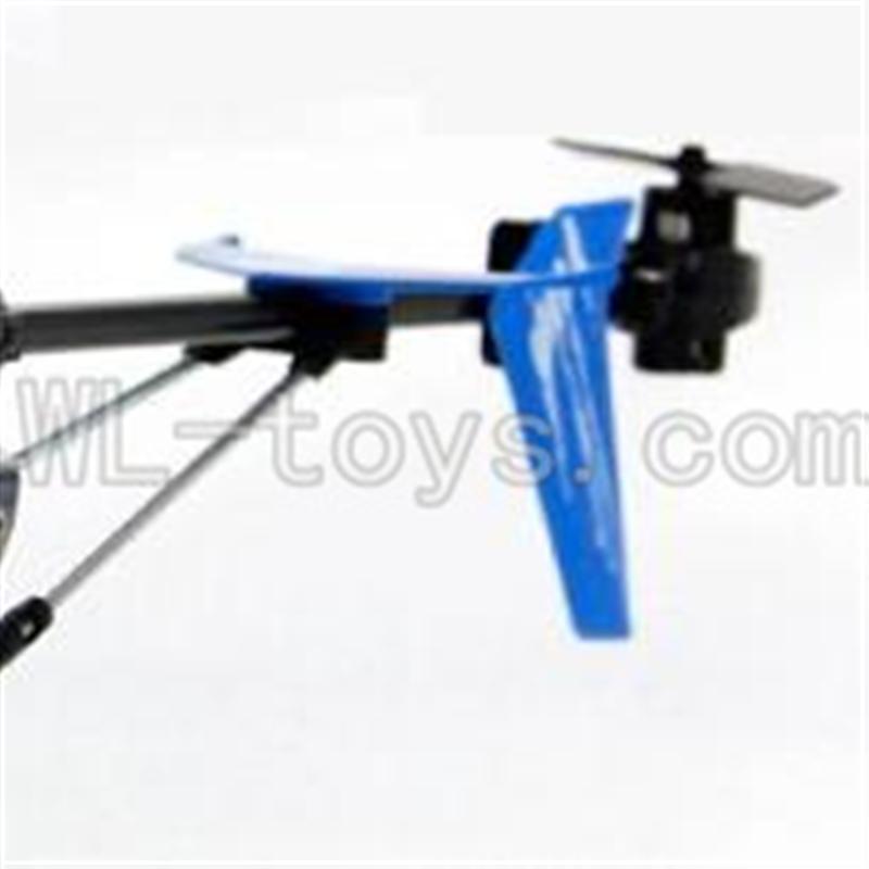 UDI U822 rc helicopter parts-30 Whole tail unit-(Long tail pipe & Horizontal and verticall wing with fixtures & Tail cover with tail motor and tail gear & Support pipe)-Blue