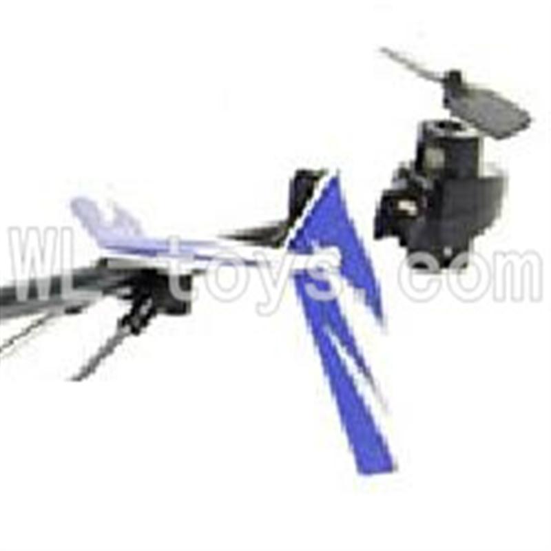 UDI U823 RC helicopter parts-30 Whole tail unit-(Long tail pipe & Horizontal and verticall wing with fixtures & Tail cover with tail motor and tail gear & Support pipe)-Blue