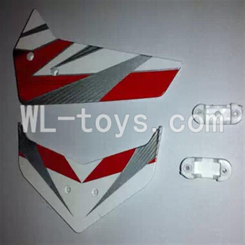UDI U17 rc helicopter parts-14 Horizontal and verticall wing with fixtures-Red