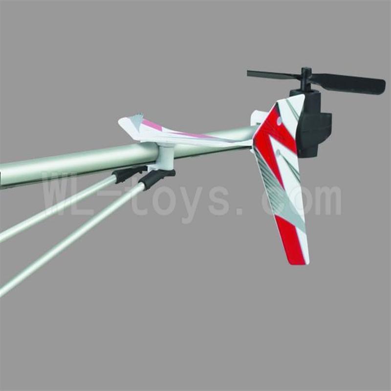 UDI U17 rc helicopter parts-34 Whole tail unit-(Long tail pipe & Horizontal and verticall wing with fixtures & Tail cover with tail gear and tail motor,tail blade & Support pipe)-Red