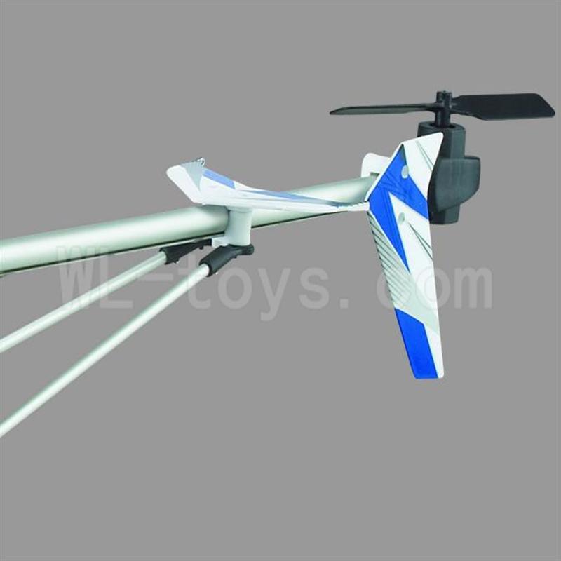 UDI U17 rc helicopter parts-35 Whole tail unit-(Long tail pipe & Horizontal and verticall wing with fixtures & Tail cover with tail gear and tail motor,tail blade & Support pipe)-Blue