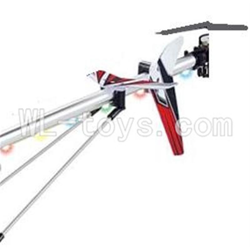 UDI U23 rc helicopter parts--31 Whole tail unit-(Long tail pipe & Horizontal and verticall wing with fixtures & Tail cover with tail gear and tail motor,tail blade & Support pipe)-Red