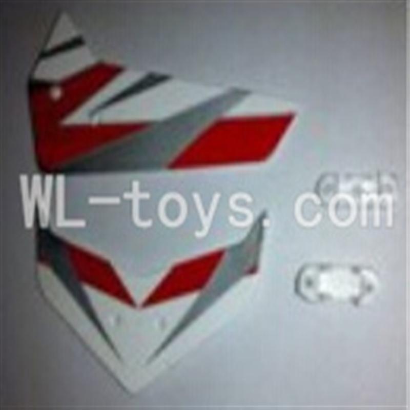UDI U25 rc helicopter parts-33 Horizontal and verticall wing with fixtures-Red