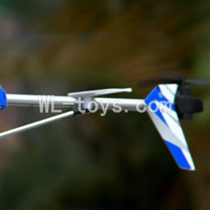 UDI U25 rc helicopter parts-38 Whole tail unit-(Long tail pipe & Horizontal and verticall wing with fixtures & Tail cover with tail gear and tail motor,tail blade & Support pipe)-Blue