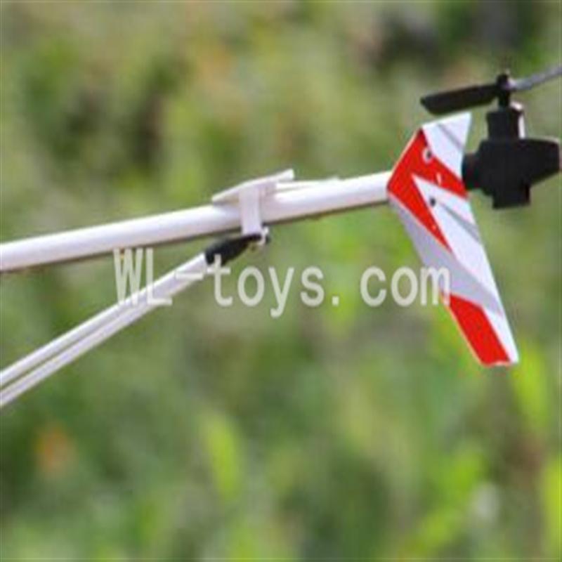 UDI U25 helicopter parts-39 Whole tail unit-(Long tail pipe & Horizontal and verticall wing with fixtures & Tail cover with tail gear and tail motor,tail blade & Support pipe)-Red