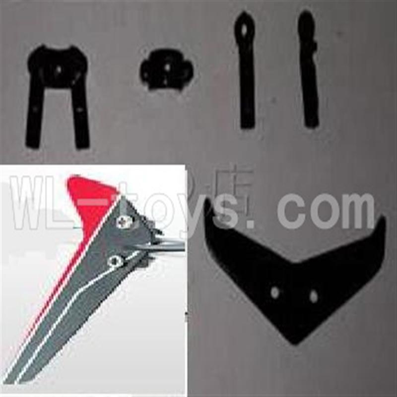 UDI U820 rc helicopter parts-21 Horizontal and verticall wing with fixtures-Red