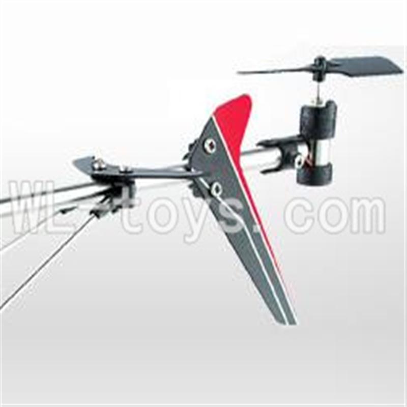 UDI U820 rc helicopter parts-31 Whole tail unit-(Long tail pipe & Horizontal and verticall wing with fixtures & Tail cover with tail gear and tail motor,tail blade & Support pipe)-Red