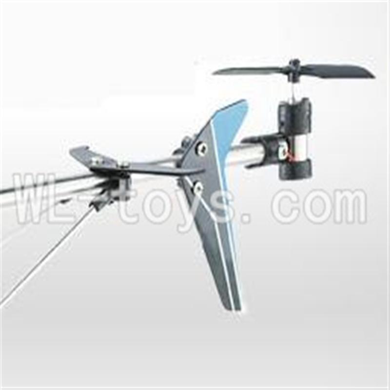 UDI U820 rc helicopter parts-32 Whole tail unit-(Long tail pipe & Horizontal and verticall wing with fixtures & Tail cover with tail gear and tail motor,tail blade & Support pipe)-Blue