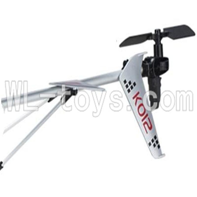 Koome model K012 RC helicopter parts ,Koome K-012 parts-22 Whole tail unit(Gray)-(Long tail pipe & Horizontal and verticall wing with fixture & Tail cover with tail motor and Tail blade & Suuport pipe)