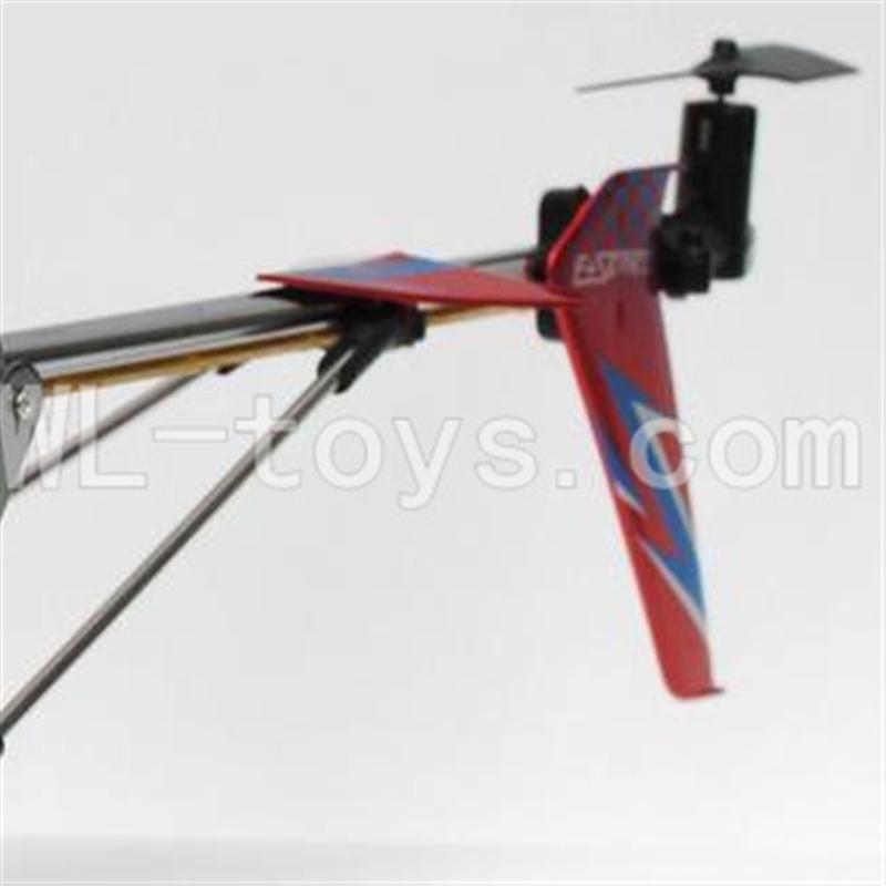 DFD F162 RC helicopter Parts-31 Whole tail unit-Red(Long tail pipe with horizontal and verticall wing & Tail cover with tail motor and tail blade & Support pipe)