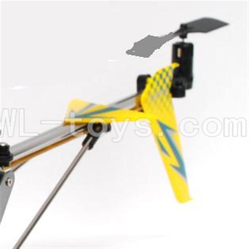 DFD F162 RC helicopter Parts-32 Whole tail unit-Yellow(Long tail pipe with horizontal and verticall wing & Tail cover with tail motor and tail blade & Support pipe)