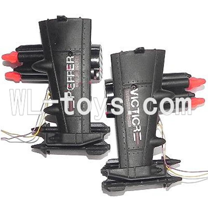 DFD F187 RC helicopter Parts-36 Whole side wing unit-Black(2x Side wing & 4x Fixtures & Bullets + Bomber set (Left + Right))