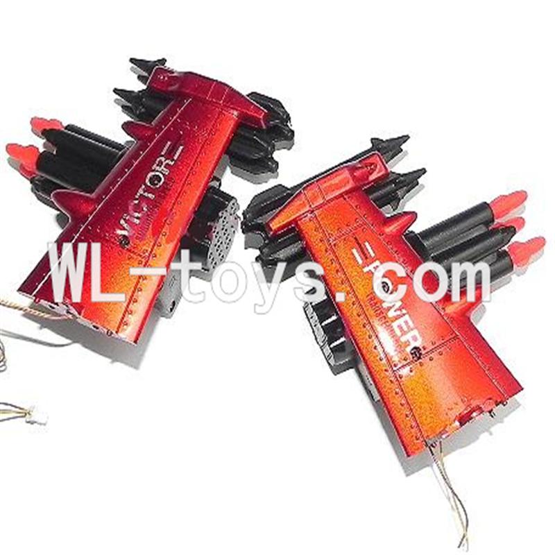 DFD F187 RC helicopter Parts-37 Whole side wing unit-Red(2x Side wing & 4x Fixtures & Bullets + Bomber set (Left + Right)