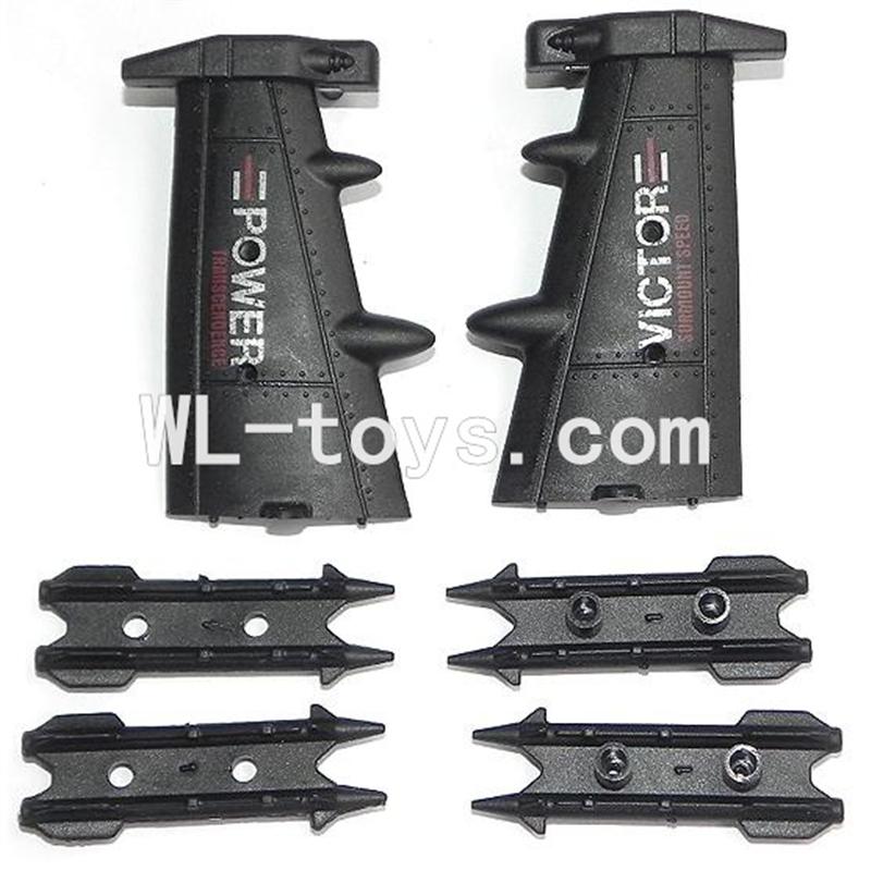 DFD F187 RC helicopter Parts-38 2x Side wing-Black & 4x Fixtures